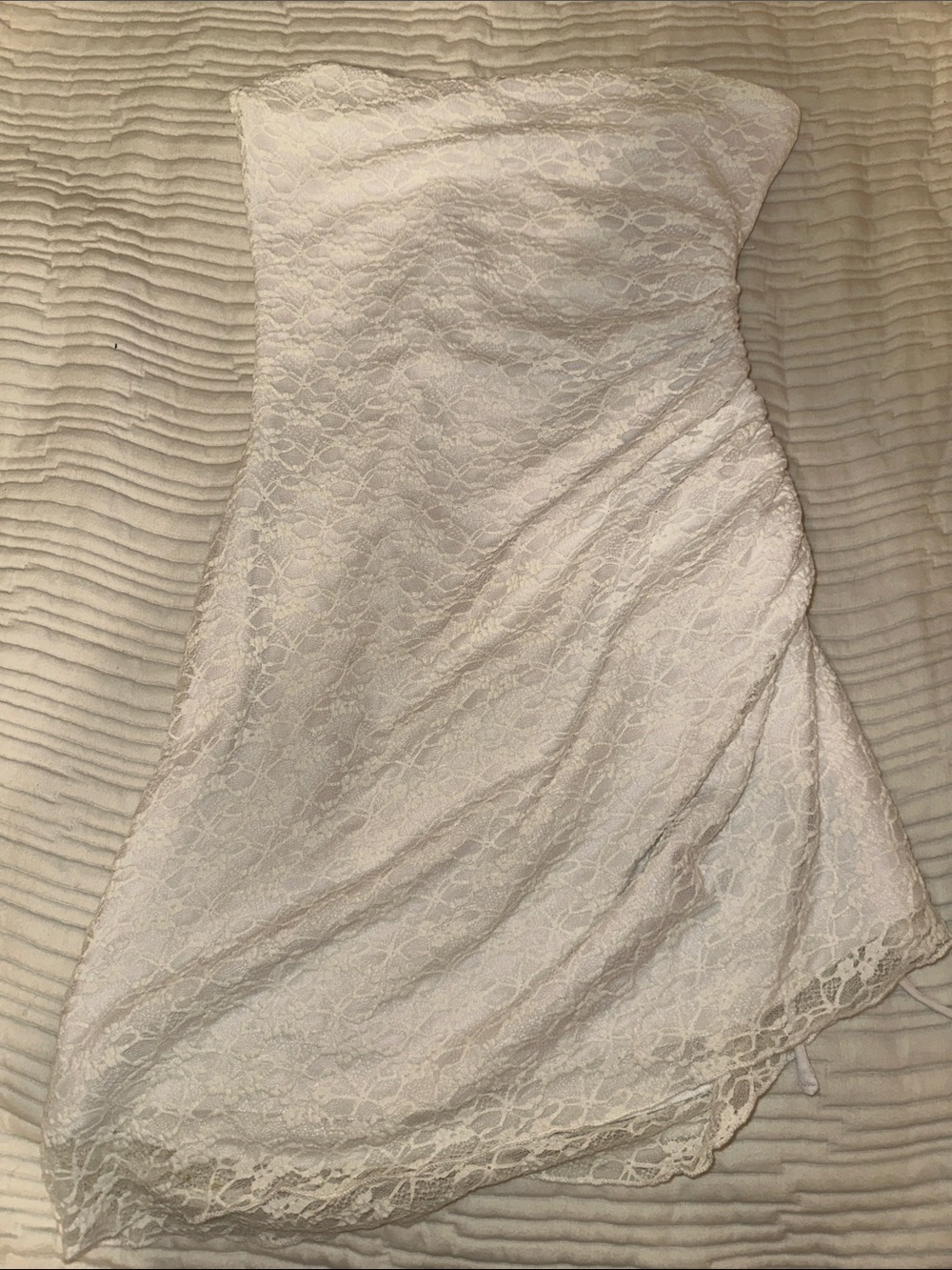 Garage White Strapless Lace Dress